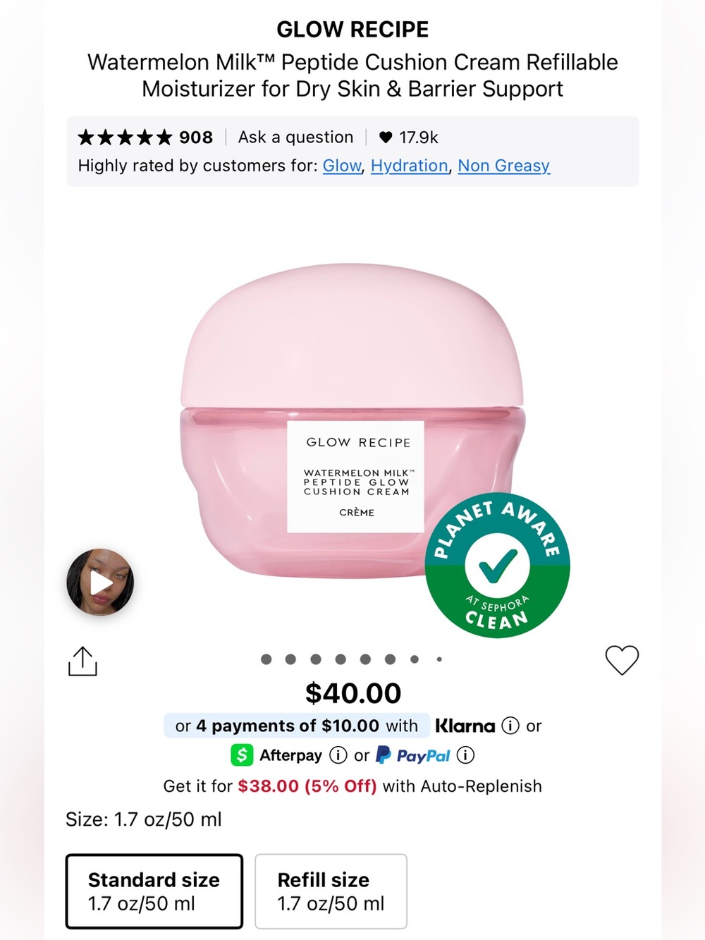 Glow recipe watermelon milk peptide glow cushion cream! New!